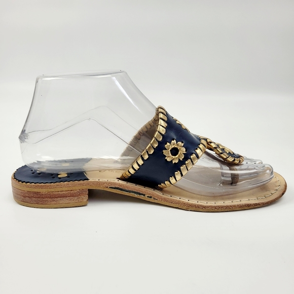 Jack Rogers Navy Gold Hamptons Sandals Size 6 - Picture 5 of 13